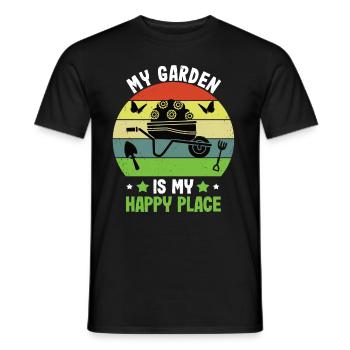 My garden is my happy place - Garten Gartenarbeit - Männer T-Shirt - Schwarz - Vorne - AI Model Male 178 light (178cm)