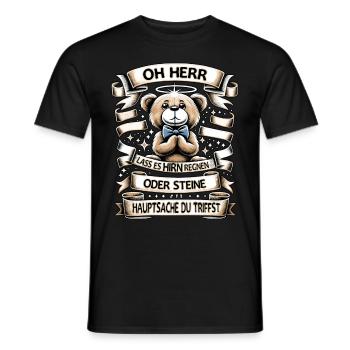 Teddy Bär Mit Lustigem Spruch Hirn Regnen Design - Männer T-Shirt - Schwarz - Vorne - AI Model Male 178 light (178cm)
