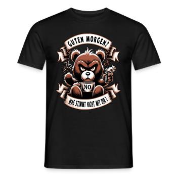 Guten Morgen Teddybär Morgenmuffel Lustiger Spruch - Männer T-Shirt - Schwarz - Vorne - AI Model Male 178 light (178cm)
