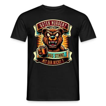 Guten Morgen Teddybär Morgenmuffel Lustiger Spruch - Männer T-Shirt - Schwarz - Vorne - AI Model Male 178 light (178cm)