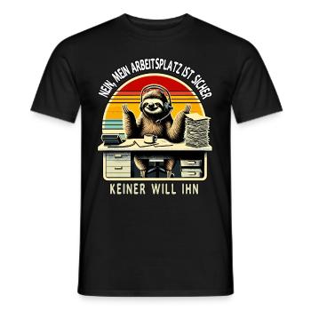 lustiger faLustiger Faultier Spruch Arbeitsplatz - Männer T-Shirt - Schwarz - Vorne - AI Model Male 178 light (178cm)