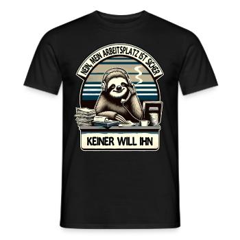 lustiger faLustiger Faultier Spruch Arbeitsplatz - Männer T-Shirt - Schwarz - Vorne - AI Model Male 178 light (178cm)