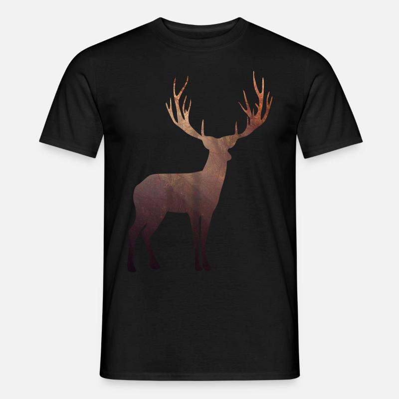 Herbstwald Hirsch - Männer T-Shirt - Schwarz