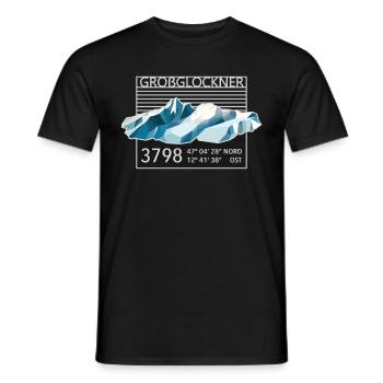 Grossglockner 3798m low poly mountain summit Austria - Men's T-Shirt - black - Front - AI Model Male 178 light (178cm)