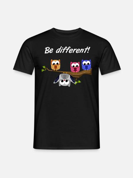 Be Different! - Süßer Fun Spruch - Eulen Motto - Männer T-Shirt - Schwarz