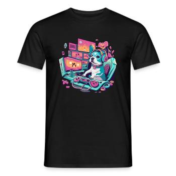 Chien de jeu - T-shirt homme - noir - Devant - AI Model Male 178 light (178cm)