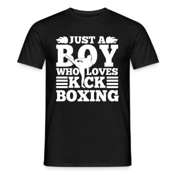 Kickboxer - Just A Boy Who Loves Kickboxing Gift - Männer T-Shirt - Schwarz - Vorne - AI Model Male 178 light (178cm)