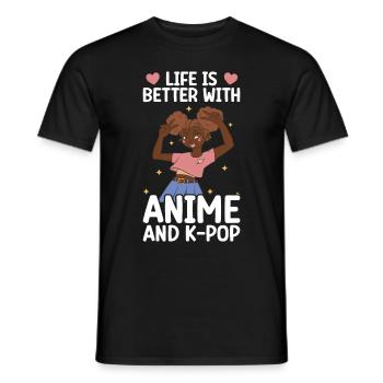 Anime K-Drama - T-shirt homme - noir - Devant - AI Model Male 178 light (178cm)