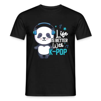 K-Pop Panda - T-shirt homme - noir - Devant - AI Model Male 178 light (178cm)