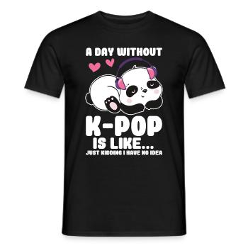 K-Pop Panda - Men's T-Shirt - black - Front - AI Model Male 178 light (178cm)