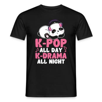 K-Pop Panda - Men's T-Shirt - black - Front - AI Model Male 178 light (178cm)