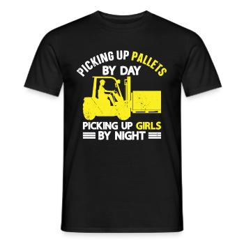 Conducteur de chariot élévateur - T-shirt homme - noir - Devant - AI Model Male 178 light (178cm)