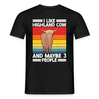 Highland cow - Men's T-Shirt - black - Front - AI Model Male 178 light (178cm)