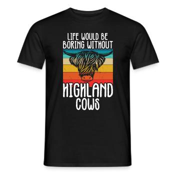 Highland cow - Men's T-Shirt - black - Front - AI Model Male 178 light (178cm)
