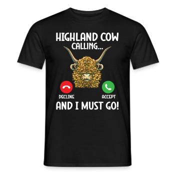 Highland cow - Men's T-Shirt - black - Front - AI Model Male 178 light (178cm)