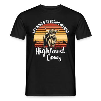 Highland cow - Men's T-Shirt - black - Front - AI Model Male 178 light (178cm)