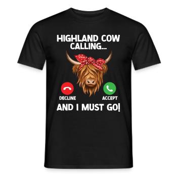 Highland cow - Men's T-Shirt - black - Front - AI Model Male 178 light (178cm)