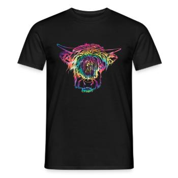 Highland cow - Men's T-Shirt - black - Front - AI Model Male 178 light (178cm)