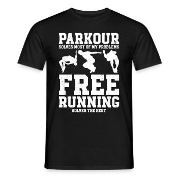 Parkour - Männer T-Shirt - Schwarz - Vorne - AI Model Male 178 light (178cm)