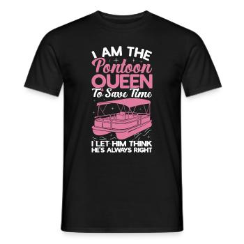 Pontoon Queen -Boat Pontoon -Women - Men's T-Shirt - black - Front - AI Model Male 178 light (178cm)