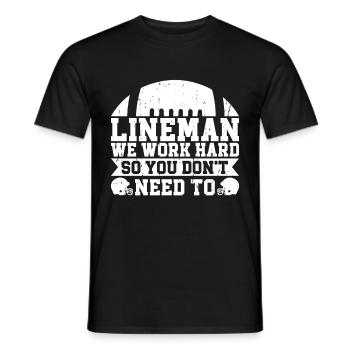 Lineman Joueur de football Offensive Défense - T-shirt homme - noir - Devant - AI Model Male 178 light (178cm)