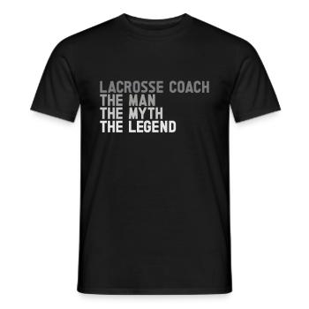 Lacrosse Coach Stick - Men's T-Shirt - black - Front - AI Model Male 178 light (178cm)