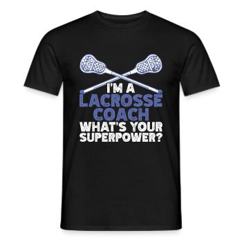Lacrosse Coach Stick - Men's T-Shirt - black - Front - AI Model Male 178 light (178cm)