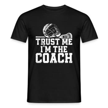 Lacrosse Coach Stick - Men's T-Shirt - black - Front - AI Model Male 178 light (178cm)