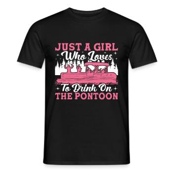 Pontoon Queen -Boat Pontoon -Women - Men's T-Shirt - black - Front - AI Model Male 178 light (178cm)
