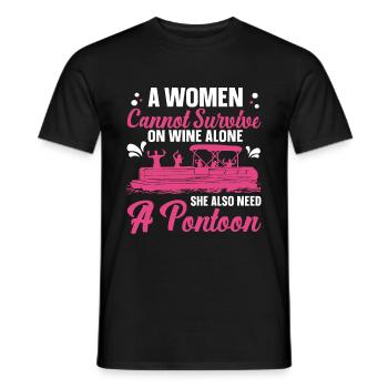 Ponton Queen -Bateau Ponton -Femmes - T-shirt homme - noir - Devant - AI Model Male 178 light (178cm)