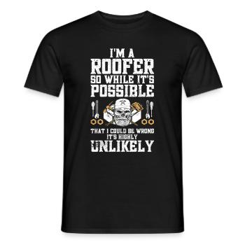 Roofer -Roof house repairs - Men's T-Shirt - black - Front - AI Model Male 178 light (178cm)
