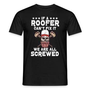Roofer -Roof house repairs - Men's T-Shirt - black - Front - AI Model Male 178 light (178cm)