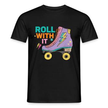 Rollschuhe - Männer T-Shirt - Schwarz - Vorne - AI Model Male 178 light (178cm)