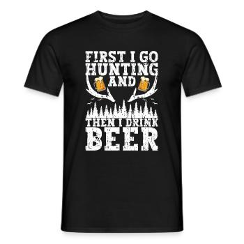 Hunting and beer - Men's T-Shirt - black - Front - AI Model Male 178 light (178cm)