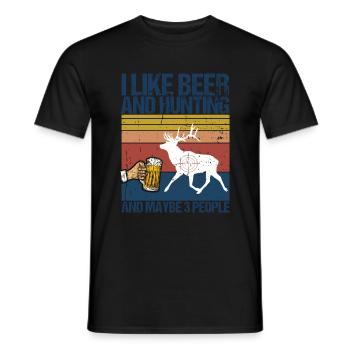 Hunting and beer - Men's T-Shirt - black - Front - AI Model Male 178 light (178cm)