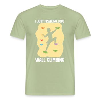 Wall Climbing - Men's T-Shirt - sage - Front - AI Model Male 178 light (178cm)