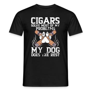Cigare et chiens fumant des toabacos - T-shirt homme - noir - Devant - AI Model Male 178 light (178cm)