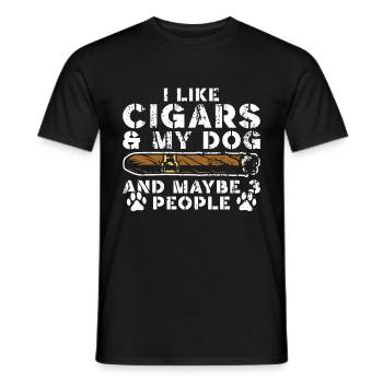 Cigare et chiens fumant des toabacos - T-shirt homme - noir - Devant - AI Model Male 178 light (178cm)