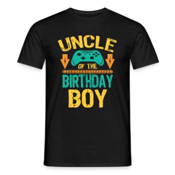 Uncle Of the Birthday Boy Gaming Gift Idea - Männer T-Shirt - Schwarz - Vorne - AI Model Male 178 light (178cm)