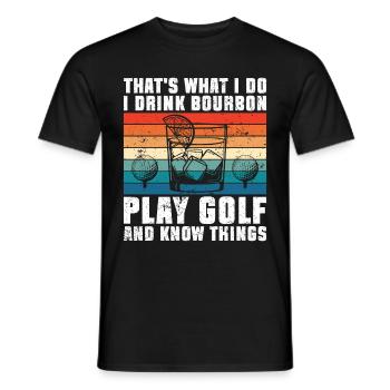 Bourbon & Golf Whikey Golfspieler Golfer - Men's T-Shirt - black - Front - AI Model Male 178 light (178cm)