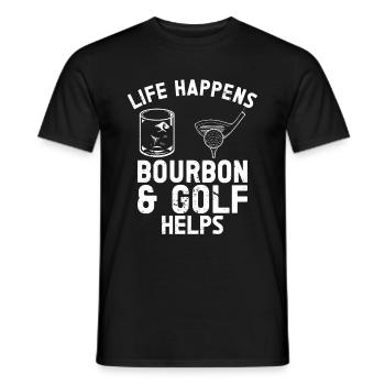 Bourbon & Golf Whikey Golfspieler Golfer - Men's T-Shirt - black - Front - AI Model Male 178 light (178cm)