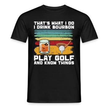 Bourbon & Golf Whikey Golfspieler Golfer - Men's T-Shirt - black - Front - AI Model Male 178 light (178cm)