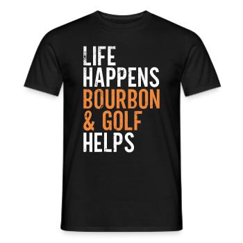 Bourbon & Golf Whikey Golfspieler Golfer - Men's T-Shirt - black - Front - AI Model Male 178 light (178cm)