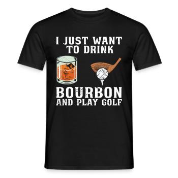 Bourbon & Golf Whikey Golfspieler Golfer - Men's T-Shirt - black - Front - AI Model Male 178 light (178cm)