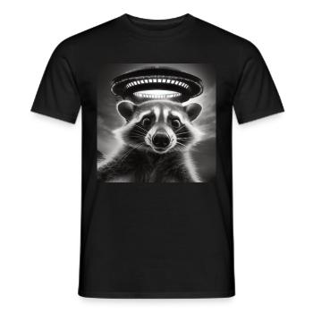 Funny Frightened Raccoon Selfie UFO Alien - Men's T-Shirt - black - Front - AI Model Male 178 light (178cm)