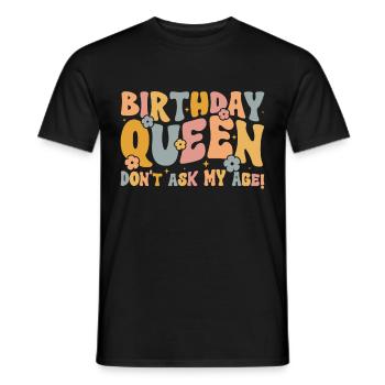 Anniversaire Queen Groovy Flower Party Famille - T-shirt homme - noir - Devant - AI Model Male 178 light (178cm)