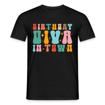 Anniversaire Queen Groovy Flower Party Famille - T-shirt homme - noir - Devant - AI Model Male 178 light (178cm)