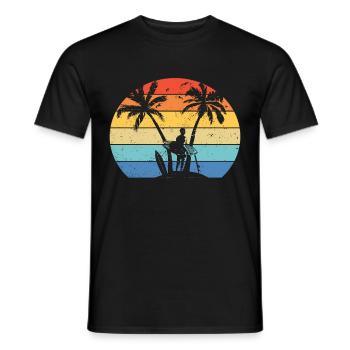 Vintage Surfer Retro Surfing Beach Surf - Men's T-Shirt - black - Front - AI Model Male 178 light (178cm)