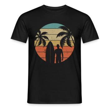 Vintage Surfer Retro Surfing Beach Surf - Men's T-Shirt - black - Front - AI Model Male 178 light (178cm)