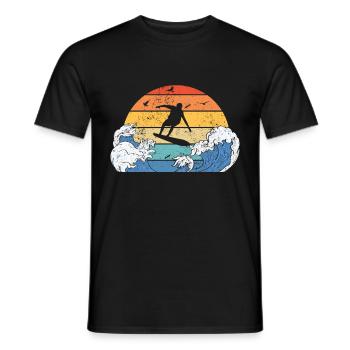 Vintage Surfer Retro Surfing Beach Surf - Men's T-Shirt - black - Front - AI Model Male 178 light (178cm)